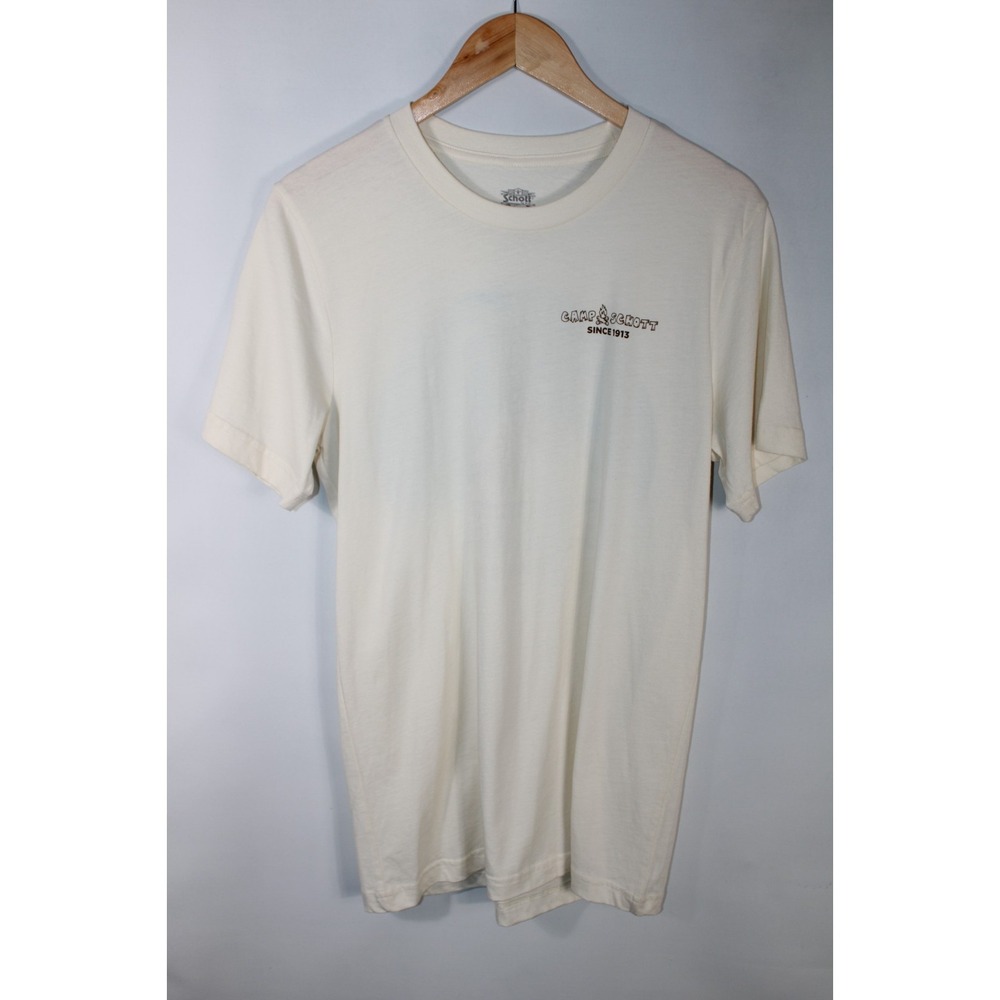 NWOT Schott NYC Men's Medium Beige Crew Neck Camp Schott T-Shirt